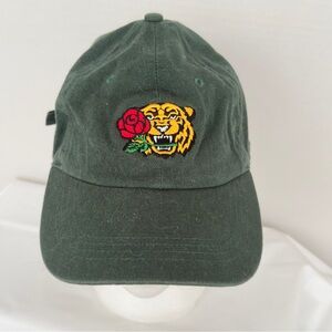 Green Hat Tiger & Rose Embroidery Patch 100% Cotton Made By City Hunter